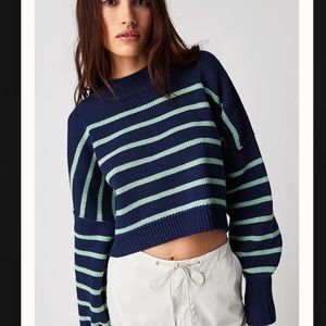 FREE PEOPLE | Easy Street Stripe Crop Pullover | Women’s Small | NWT